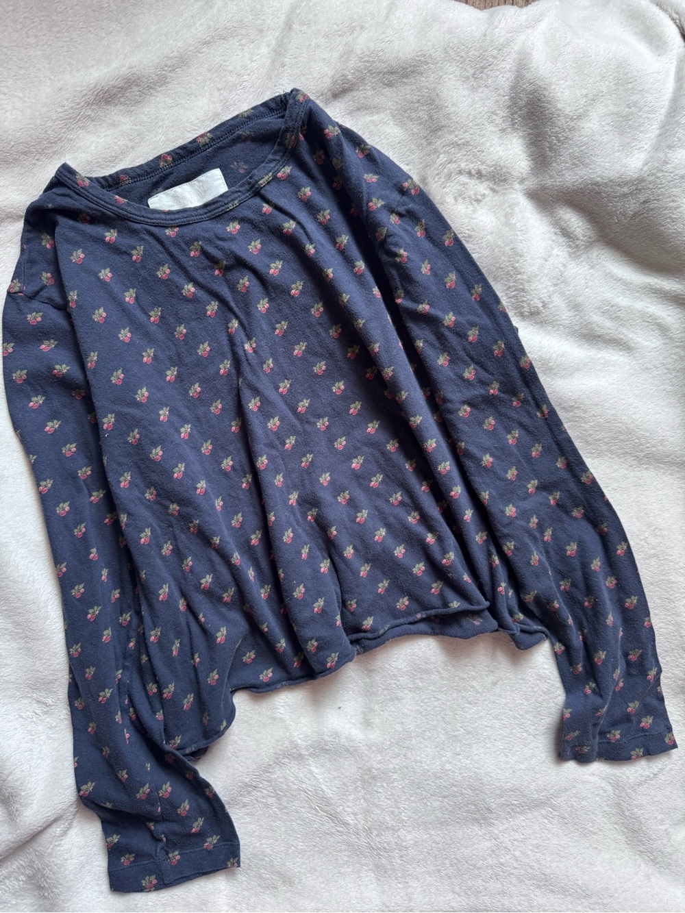 THE GREAT. Ditsy Print Long Sleeve Cotton Tee Shirt S